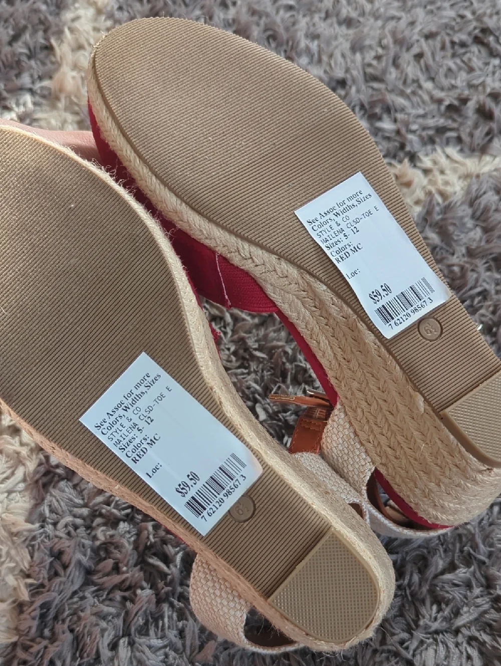 Style & Co Women’s Red Espadrille Wedge Sandals Size 6.5